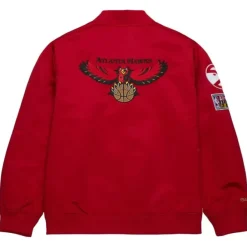 Mitchell & Ness Jackets & Outerwear-Lightweight Satin Bomber Vintage Logo Atlanta Hawks