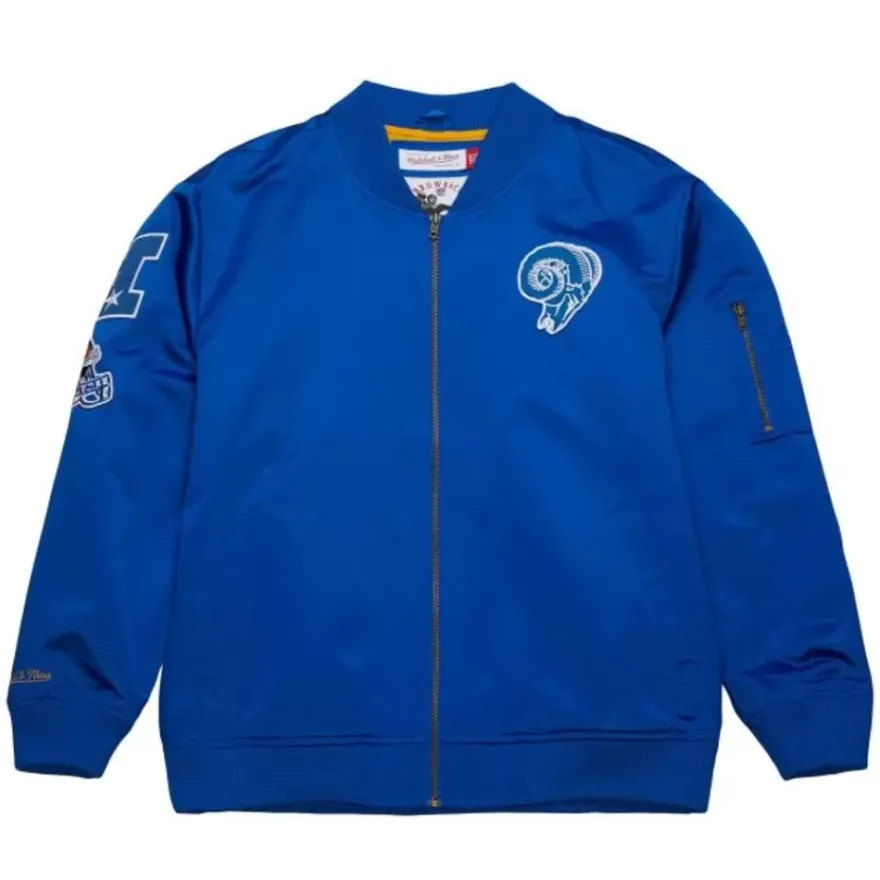 Mitchell & Ness Jackets & Outerwear-Lightweight Satin Bomber Vintage Logo Los Angeles Rams