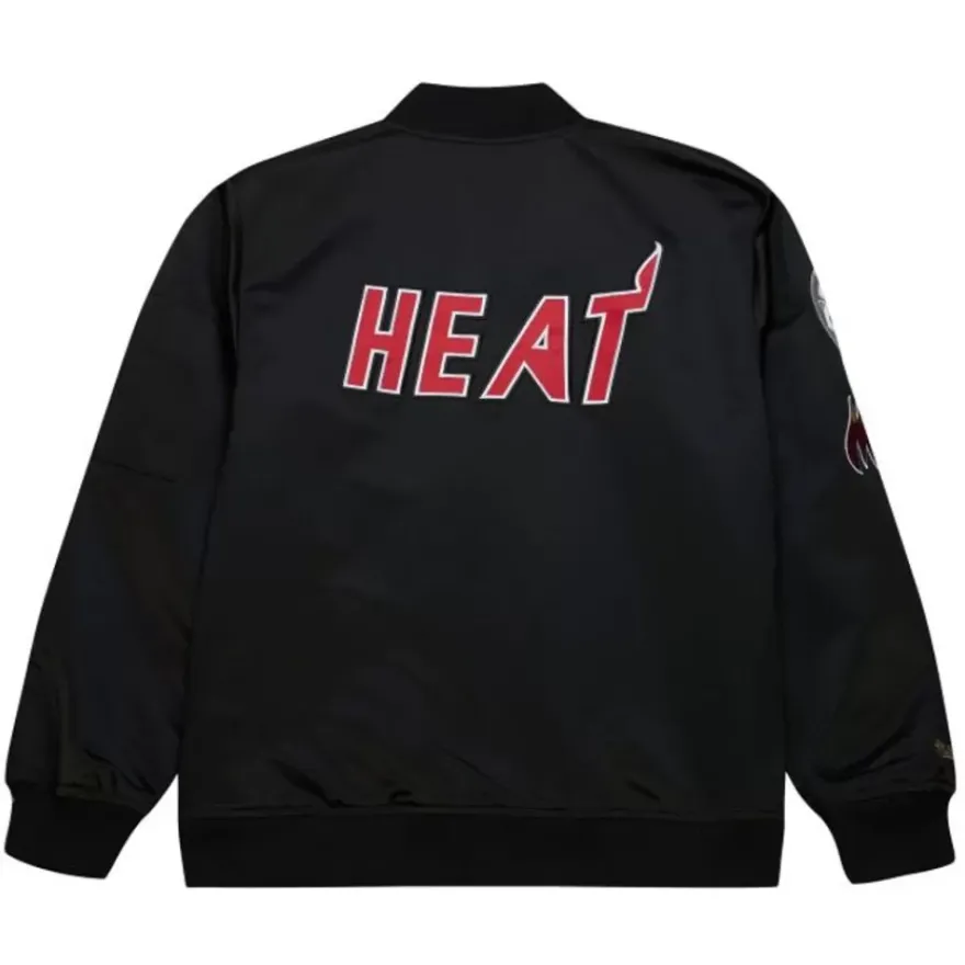 Mitchell & Ness Jackets & Outerwear-Lightweight Satin Bomber Vintage Logo Miami Heat