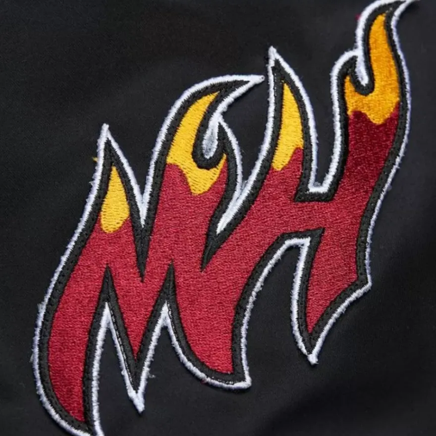 Mitchell & Ness Jackets & Outerwear-Lightweight Satin Bomber Vintage Logo Miami Heat