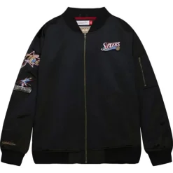 Mitchell & Ness Jackets & Outerwear-Lightweight Satin Bomber Vintage Logo Philadelphia 76Ers