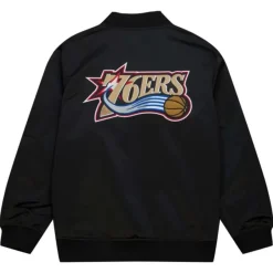 Mitchell & Ness Jackets & Outerwear-Lightweight Satin Bomber Vintage Logo Philadelphia 76Ers