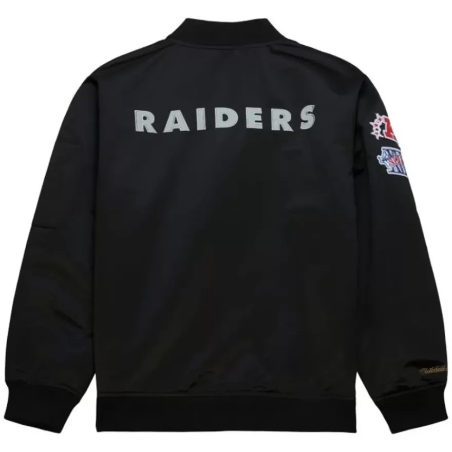 Mitchell & Ness Jackets & Outerwear-Lightweight Satin Bomber Vintage Logo Oakland Raiders