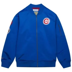 Mitchell & Ness Jackets & Outerwear-Lightweight Satin Bomber Vintage Logo Chicago Cubs