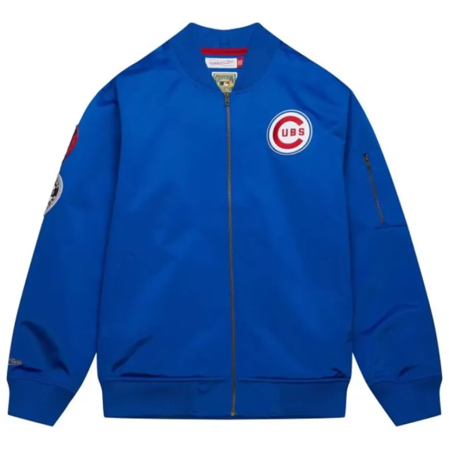 Mitchell & Ness Jackets & Outerwear-Lightweight Satin Bomber Vintage Logo Chicago Cubs