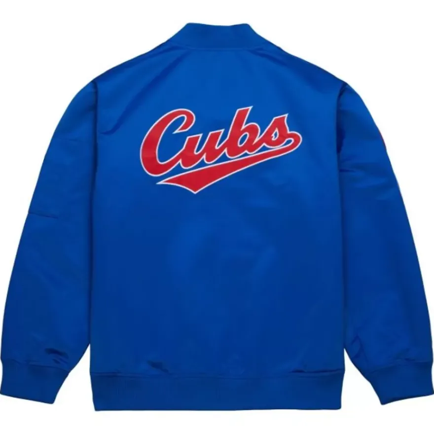 Mitchell & Ness Jackets & Outerwear-Lightweight Satin Bomber Vintage Logo Chicago Cubs