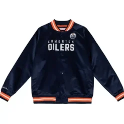 Mitchell & Ness Jackets & Outerwear-Lightweight Satin Jacket Edmonton Oilers