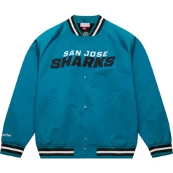 Mitchell & Ness Jackets & Outerwear-Lightweight Satin Jacket Current Logo San Jose Sharks