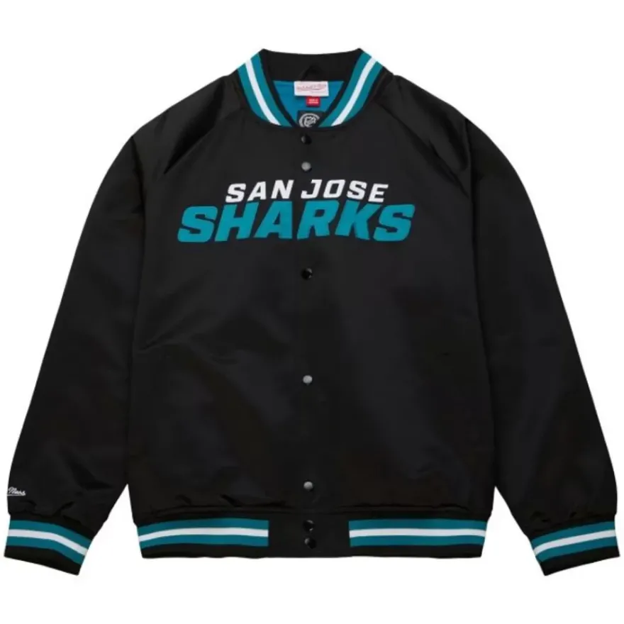 Mitchell & Ness Jackets & Outerwear-Lightweight Satin Jacket Current Logo San Jose Sharks
