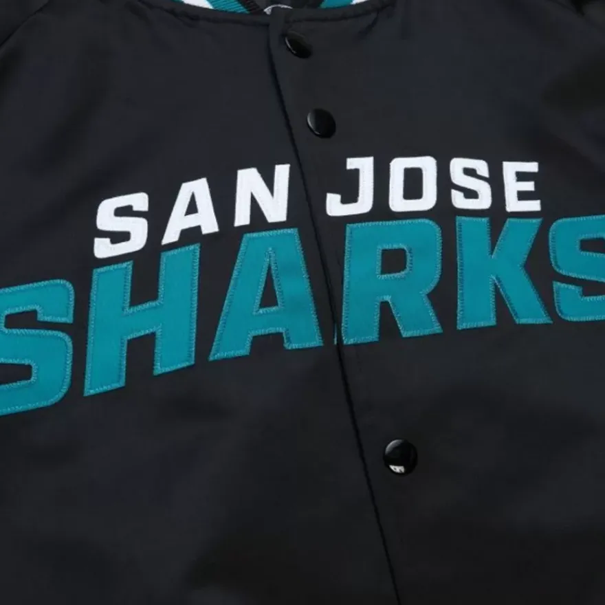 Mitchell & Ness Jackets & Outerwear-Lightweight Satin Jacket Current Logo San Jose Sharks