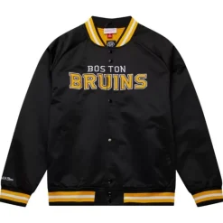 Mitchell & Ness Jackets & Outerwear-Lightweight Satin Jacket Current Logo Boston Bruins