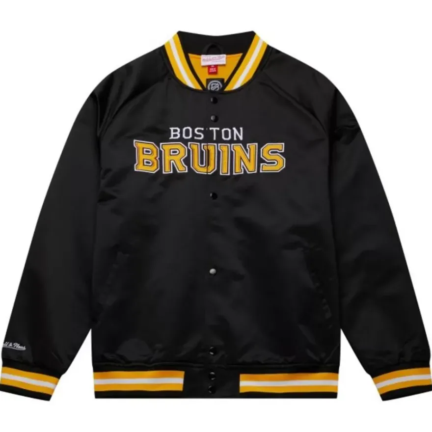 Mitchell & Ness Jackets & Outerwear-Lightweight Satin Jacket Current Logo Boston Bruins