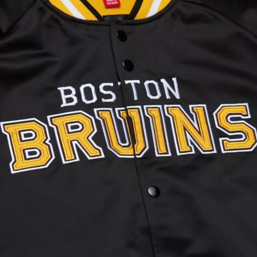 Mitchell & Ness Jackets & Outerwear-Lightweight Satin Jacket Current Logo Boston Bruins