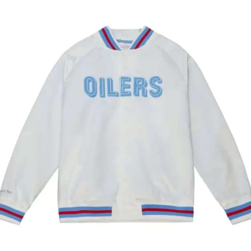 Mitchell & Ness Jackets & Outerwear-Lighweight Satin Jacket Houston Oilers