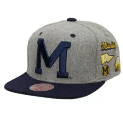 Mitchell & Ness Snapback-Melton Patch Snapback Ncaa University Of Michigan