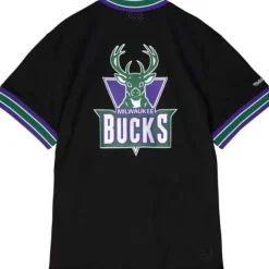 Mitchell & Ness T-Shirts & Tops-Mesh 1/4 Zip Milwaukee Bucks