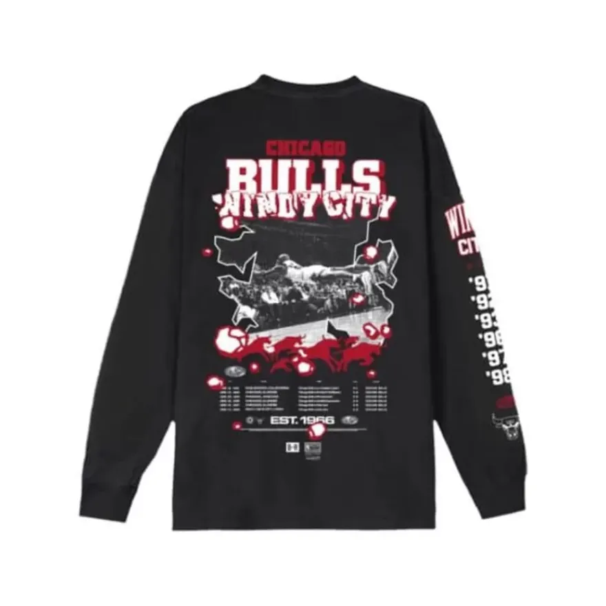 Mitchell & Ness T-Shirts & Tops-M&N X Br World Tour Long Sleeve Chicago Bulls