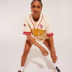 Mitchell & Ness T-Shirts & Tops-M&N X Melody Ehsani Baseball Jersey Atlanta Hawks