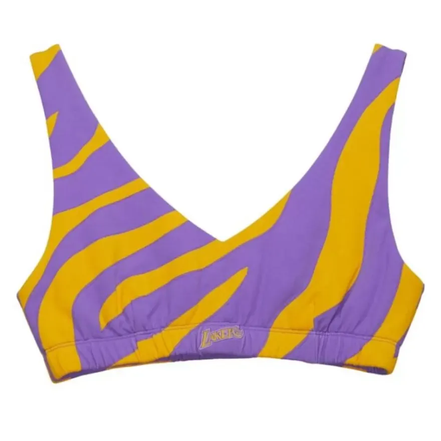 Mitchell & Ness T-Shirts & Tops-M&N X Melody Ehsani Puffer Bralette Los Angeles Lakers