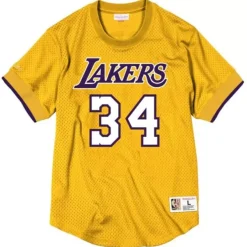 Mitchell & Ness T-Shirts & Tops-Name & Number Mesh Crewneck Los Angeles Lakers Shaquille O'Neal