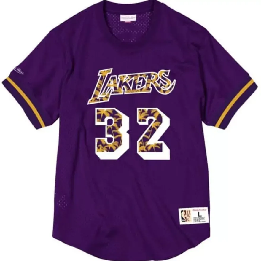 Mitchell & Ness T-Shirts & Tops-Name & Number Mesh Crewneck Los Angeles Lakers Magic Johnson