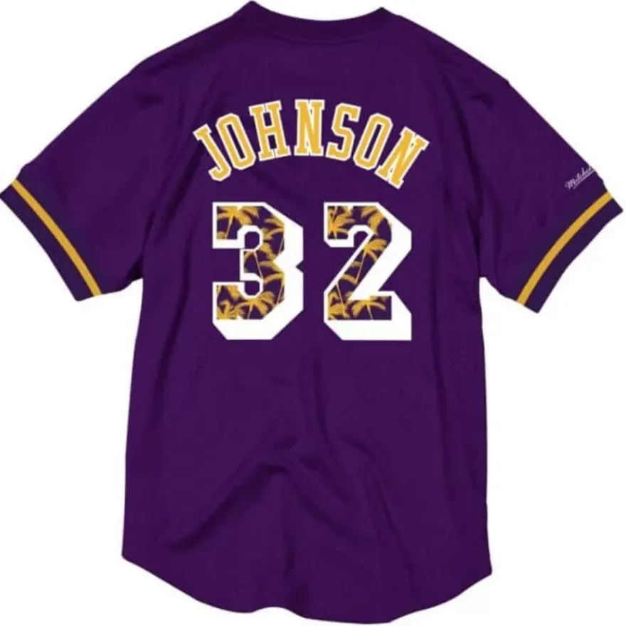 Mitchell & Ness T-Shirts & Tops-Name & Number Mesh Crewneck Los Angeles Lakers Magic Johnson