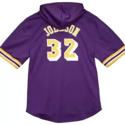 Mitchell & Ness T-Shirts & Tops-Name & Number Mesh Ss Hoodie Los Angeles Lakers 1985 Magic Johnson