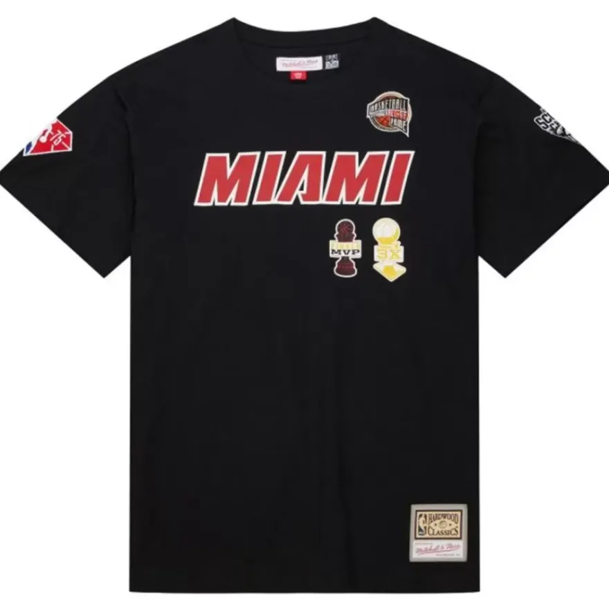 Mitchell & Ness T-Shirts & Tops-Nba Hof N&N Premium Tee Miami Heat Dwyane Wade