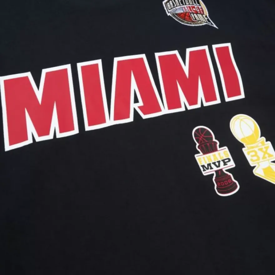Mitchell & Ness T-Shirts & Tops-Nba Hof N&N Premium Tee Miami Heat Dwyane Wade
