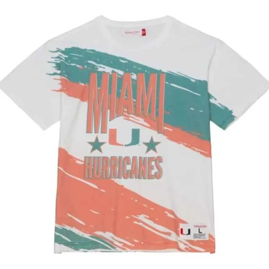 Mitchell & Ness T-Shirts & Tops-Paintbrush Sublimated S/S Tee University Of Miami