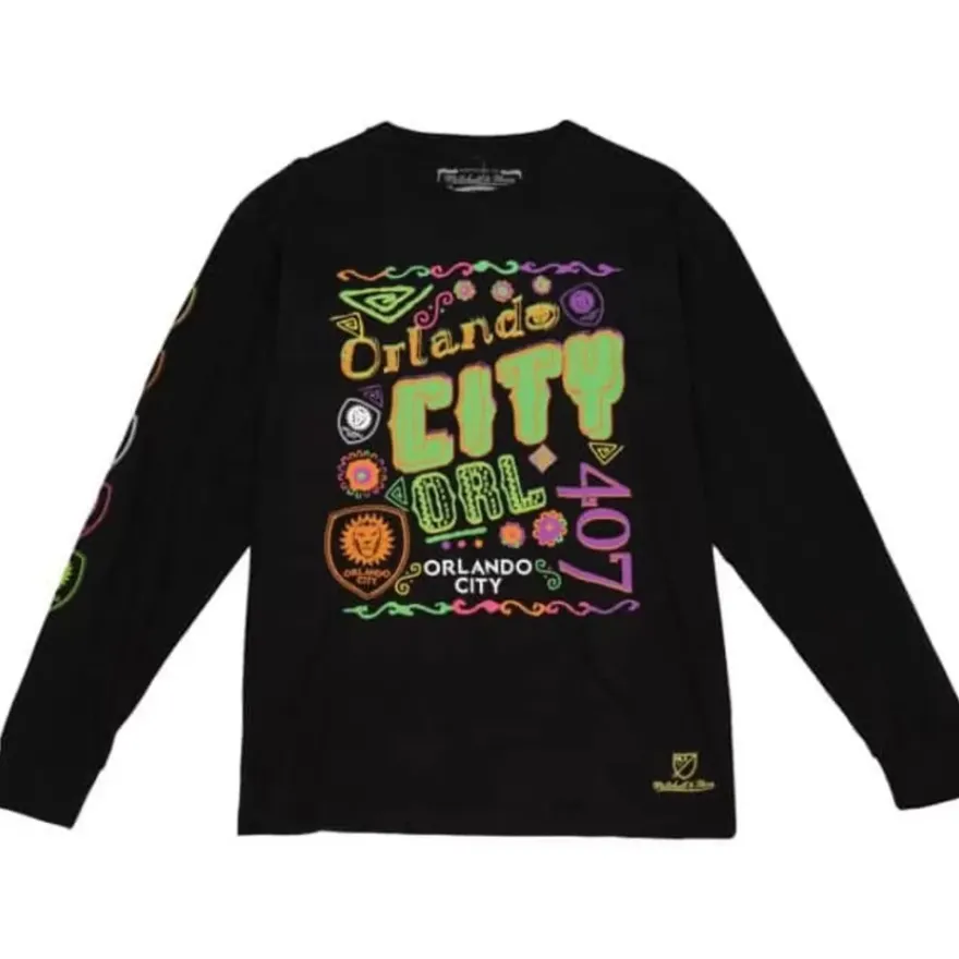 Mitchell & Ness T-Shirts & Tops-Papel Picado Ls Orlando City Sc