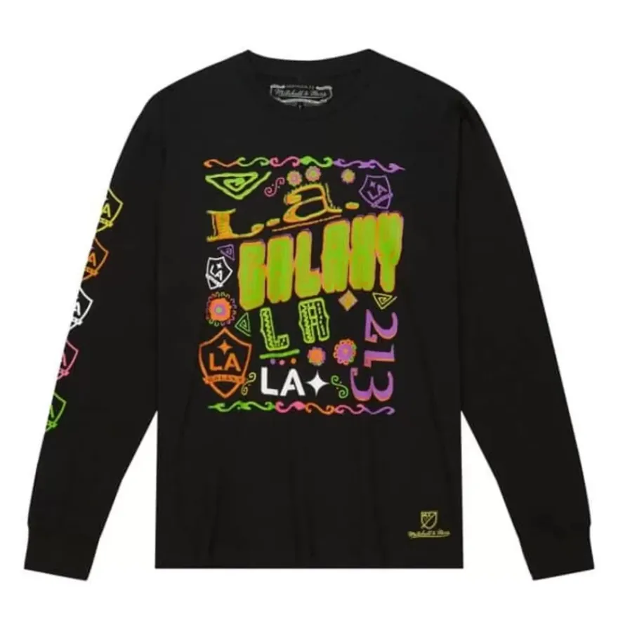 Mitchell & Ness T-Shirts & Tops-Papel Picado Ls Tee Los Angeles Galaxy