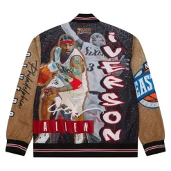 Mitchell & Ness Jackets & Outerwear-Player Burst Warm Up Jacket Philadelphia 76Ers Allen Iverson