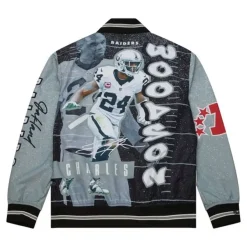 Mitchell & Ness Jackets & Outerwear-Player Burst Warm Up Jacket Oakland Raiders Charles Woodson