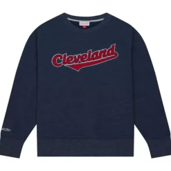 Mitchell & Ness Hoodies & Sweatshirts-Playoff Win 2.0 Crew Vintage Cleveland Guardians