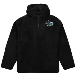 Mitchell & Ness Hoodies & Sweatshirts-Polar Fleece 1/4 Zip Pullover Hoodie Current Logo San Jose Sharks