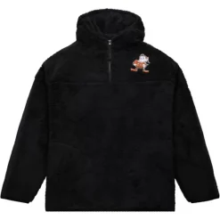 Mitchell & Ness Hoodies & Sweatshirts-Polar Fleece 1/4 Zip Pullover Hoodie Cleveland Browns
