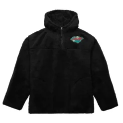 Mitchell & Ness Hoodies & Sweatshirts-Polar Fleece 1/4 Zip Pullover Hoodie Current Logo Minnesota Wild