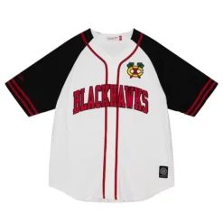 Mitchell & Ness T-Shirts & Tops-Practice Day Button Front Jersey Chicago Blackhawks