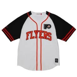 Mitchell & Ness T-Shirts & Tops-Practice Day Button Front Jersey Philadelphia Flyers