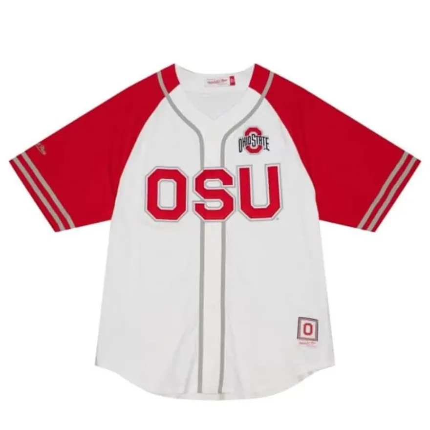 Mitchell & Ness T-Shirts & Tops-Practice Day Button Front Jersey Ohio State