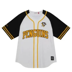 Mitchell & Ness T-Shirts & Tops-Practice Day Button Front Jersey Pittsburgh Penguins