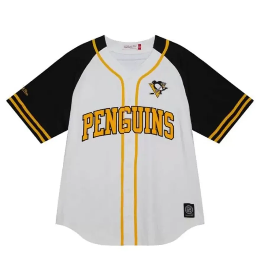 Mitchell & Ness T-Shirts & Tops-Practice Day Button Front Jersey Pittsburgh Penguins