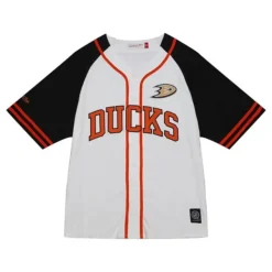 Mitchell & Ness T-Shirts & Tops-Practice Day Button Front Jersey Anaheim Ducks