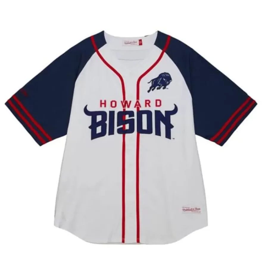 Mitchell & Ness T-Shirts & Tops-Practice Day Button Front Jersey Howard University