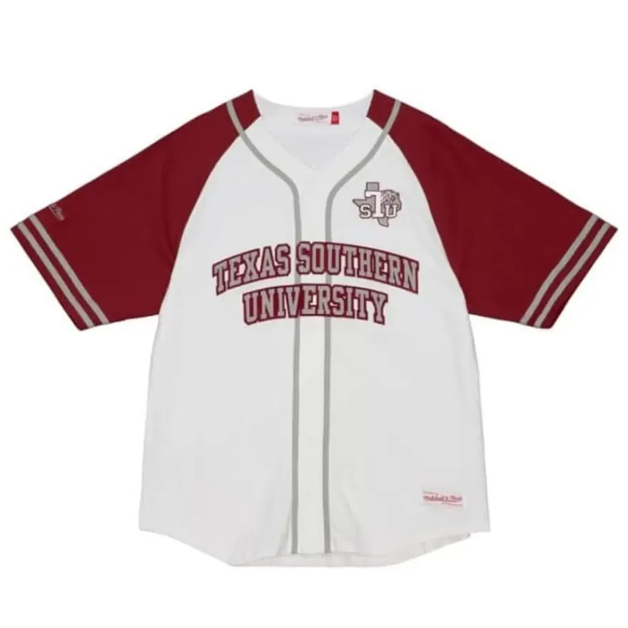 Mitchell & Ness T-Shirts & Tops-Practice Day Button Front Jersey Texas Southern University
