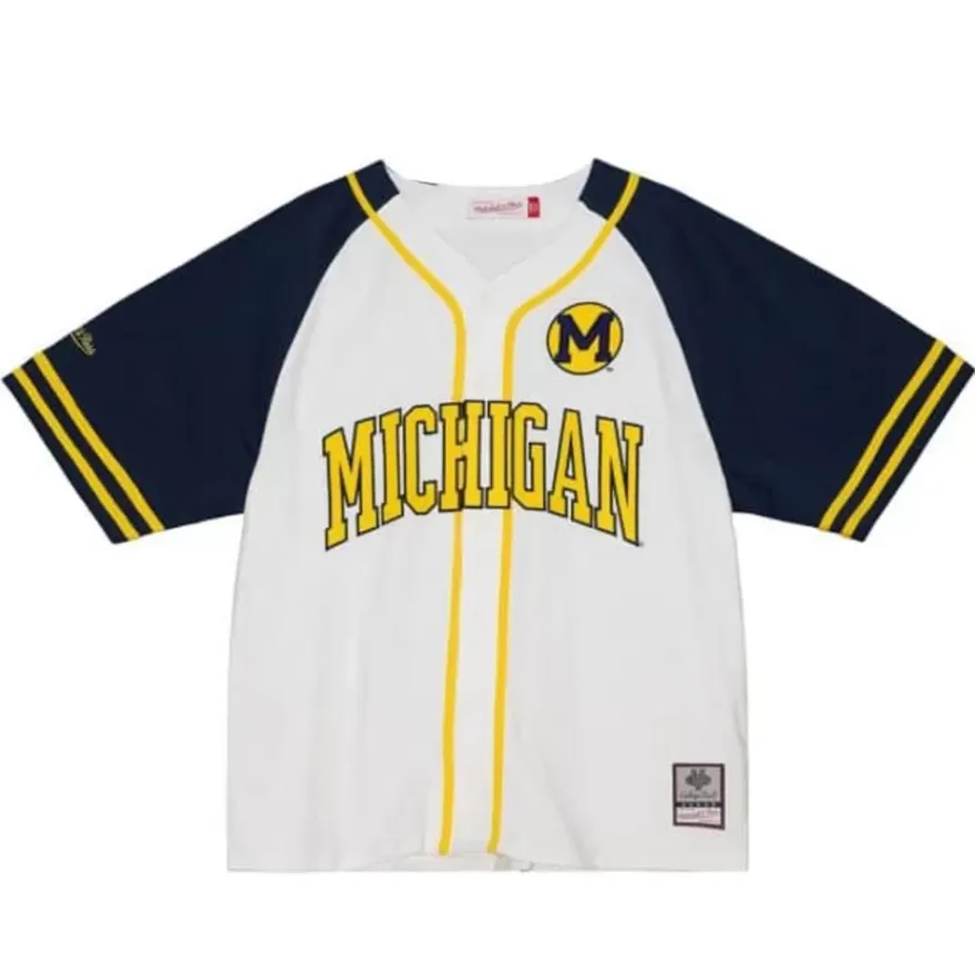 Mitchell & Ness T-Shirts & Tops-Practice Day Button Front Jersey University Of Michigan