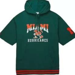 Mitchell & Ness Hoodies & Sweatshirts-Pre-Game Ss Fleece Hoodie University Of Miami