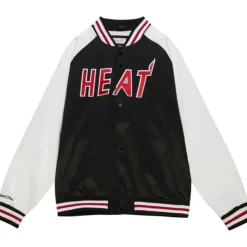 Mitchell & Ness Jackets & Outerwear-Primetime Lightweight Satin Jacket Miami Heat