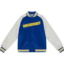 Mitchell & Ness Jackets & Outerwear-Primetime Lightweight Satin Jacket Golden State Warriors